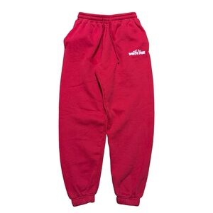 Women’s Y2K White Fox Boutique Puff Print Red Jogger Sweatpants Size XS